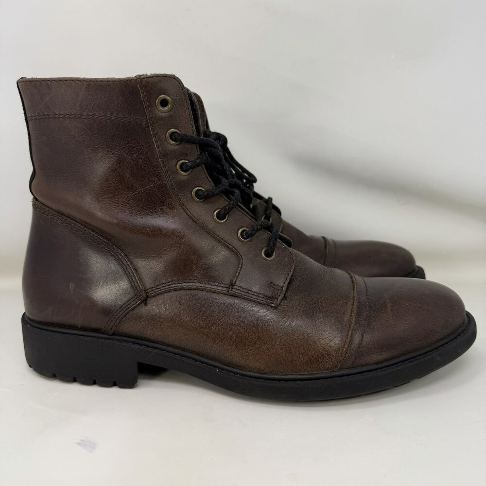 Frye Men's Brown Leather Lace-Up Boots -zipper